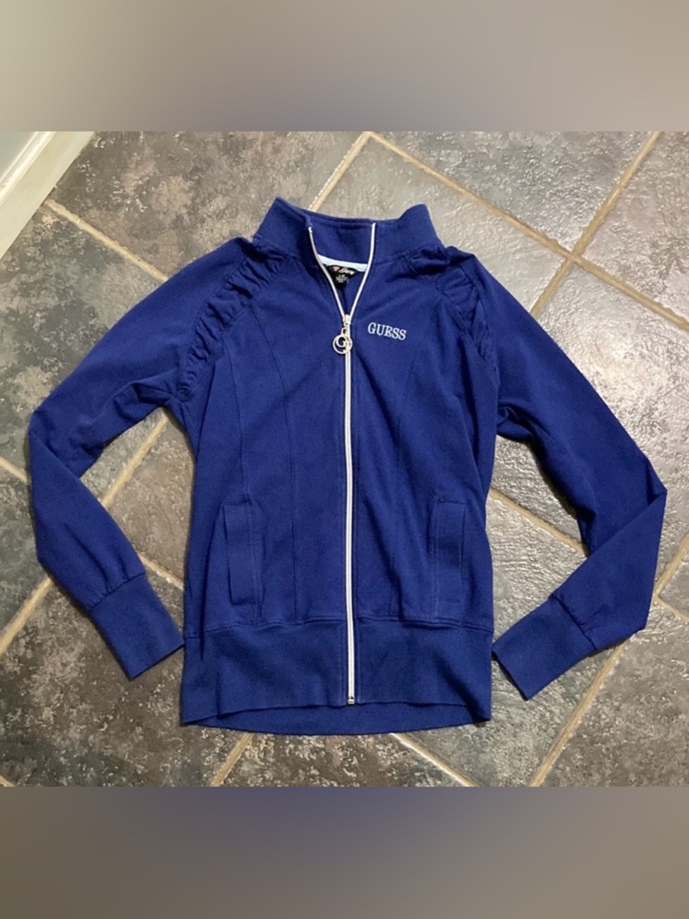 GUESS Royal Blue Full-Zip Track Jacket Fitted Women’s Size L